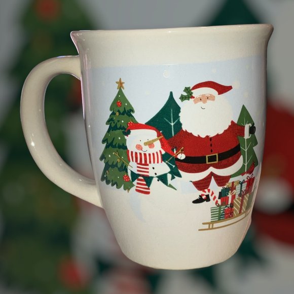 Santa's Toy Sled & Snowman Christmas Hot Chocolate Coffee Mug Ho Ho Ho Pre-Owned - Picture 2 of 12